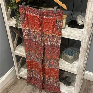 American Eagle, Palazzo Paisley Print Red and Blue Women's Pants